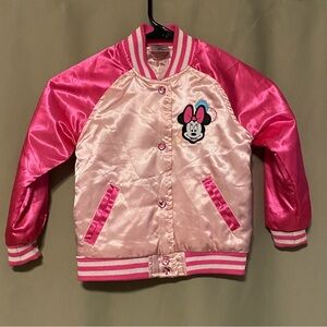 Disney Collection Girls Pink Satin Minnie Mouse Oh So Happy Jacket size 4